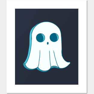 Cute cookie Halloween ghost. Original illustrations in cartoon retro style. Posters and Art